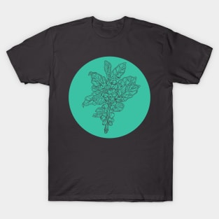 Coffee Plant Drawing - Floral Coffee Arabica Line Art T-Shirt